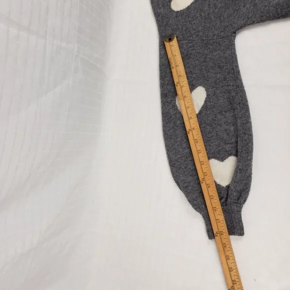 Madewell XXS Alpaca Blend Sweater Heather Gray White Hearts Top Wool Womens - Picture 8 of 13